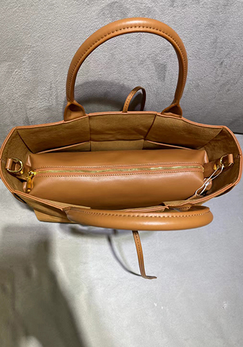 Mia Woven Suede Leather 6 Squares Tote Camel