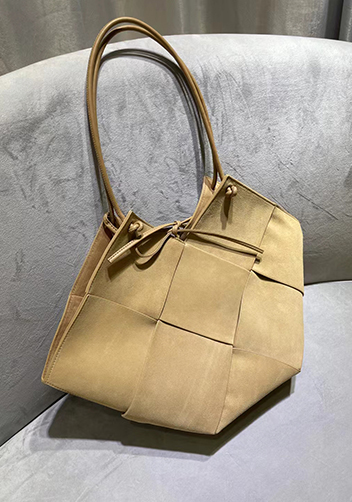 Mia Medium Suede Leather Tote Bag Beige