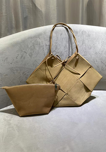Mia Medium Suede Leather Tote Bag Beige
