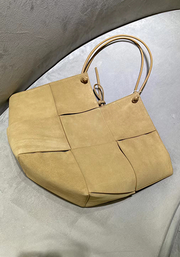 Mia Medium Suede Leather Tote Bag Beige