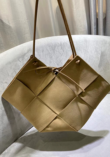 Mia Medium Suede Leather Tote Bag Beige