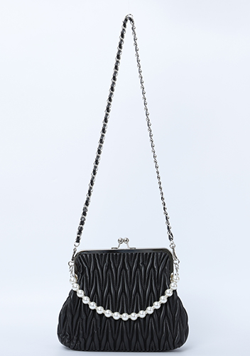 Adele Matelasse Leather Frame Bag Black