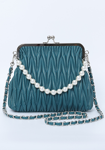 Adele Matelasse Leather Frame Bag Blue