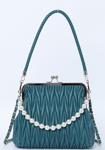 Adele Matelasse Leather Frame Bag Blue