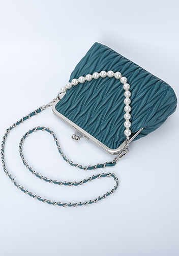 Adele Matelasse Leather Frame Bag Blue