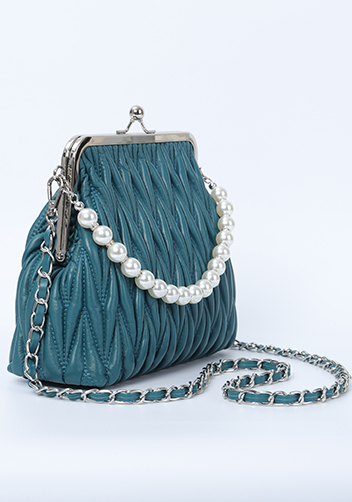 Adele Matelasse Leather Frame Bag Blue