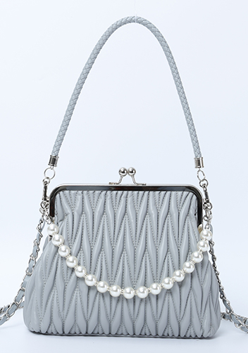 Adele Matelasse Leather Frame Bag Grey