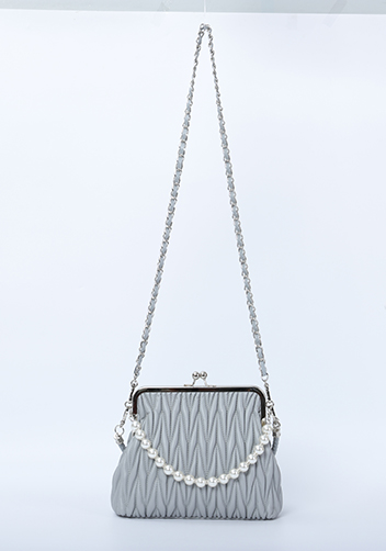 Adele Matelasse Leather Frame Bag Grey