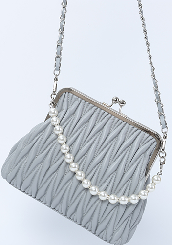 Adele Matelasse Leather Frame Bag Grey