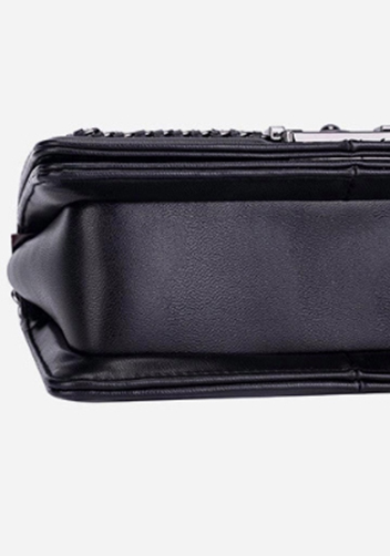 Ingrid Vegan Leather Snake Medium Chain Bag Black