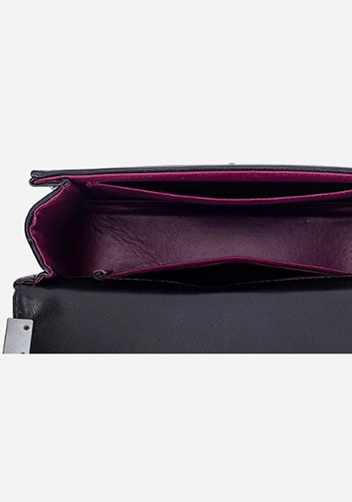 Ingrid Vegan Leather Snake Medium Chain Bag Black