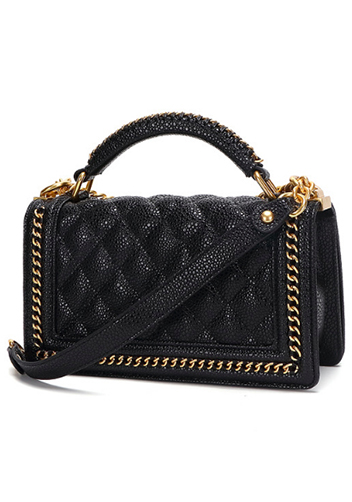 Ingrid Vegan Grain Leather Medium Chain Bag Black