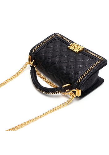 Ingrid Vegan Grain Leather Medium Chain Bag Black