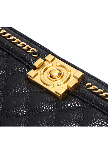 Ingrid Vegan Grain Leather Medium Chain Bag Black