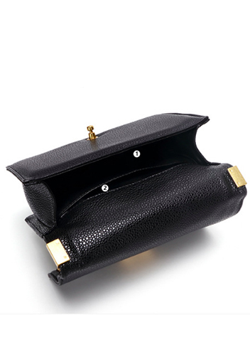 Ingrid Vegan Grain Leather Medium Chain Bag Black