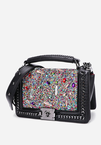 Ingrid Vegan Leather Stone Medium Chain Bag Multicolor