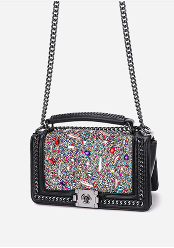 Ingrid Vegan Leather Stone Medium Chain Bag Multicolor