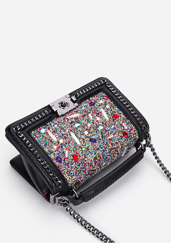 Ingrid Vegan Leather Stone Medium Chain Bag Multicolor