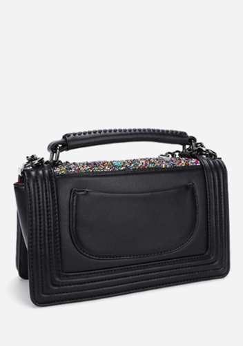 Ingrid Vegan Leather Stone Medium Chain Bag Multicolor