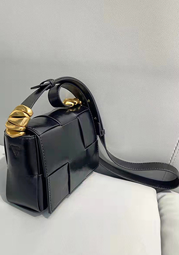 Mia Woven Brushed Leather Cross Body Bag Black