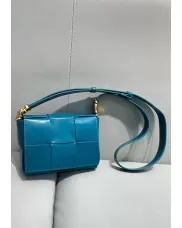 Mia Woven Brushed Leather Cross Body Bag Blue
