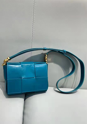 Mia Woven Brushed Leather Cross Body Bag Blue