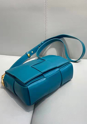 Mia Woven Brushed Leather Cross Body Bag Blue