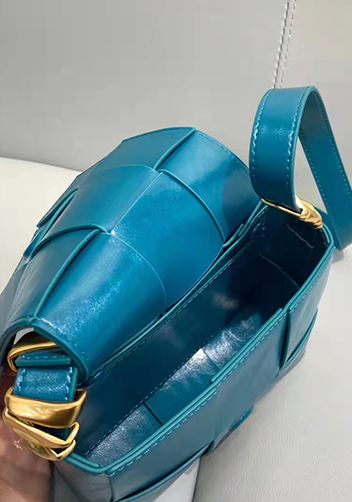 Mia Woven Brushed Leather Cross Body Bag Blue