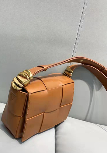 Mia Woven Brushed Leather Cross Body Bag Camel