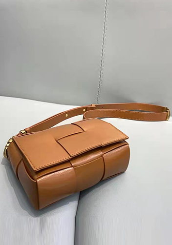 Mia Woven Brushed Leather Cross Body Bag Camel