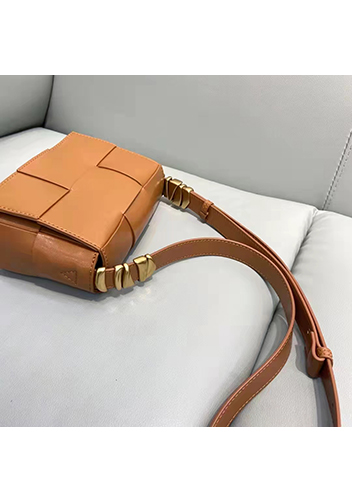 Mia Woven Brushed Leather Cross Body Bag Camel