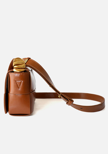 Mia Woven Brushed Leather Cross Body Bag Camel