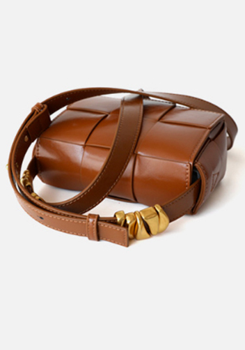 Mia Woven Brushed Leather Cross Body Bag Camel