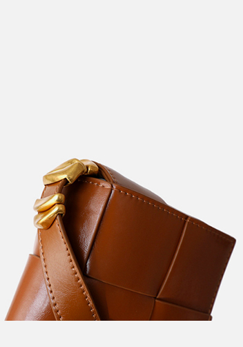 Mia Woven Brushed Leather Cross Body Bag Camel