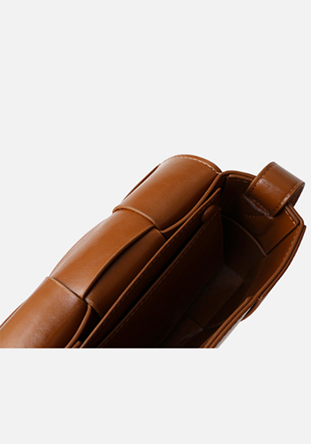Mia Woven Brushed Leather Cross Body Bag Camel