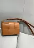 Mia Woven Brushed Leather Cross Body Bag Camel