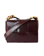Mia Woven Brushed Leather Cross Body Bag Choco