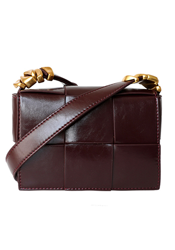 Mia Woven Brushed Leather Cross Body Bag Choco
