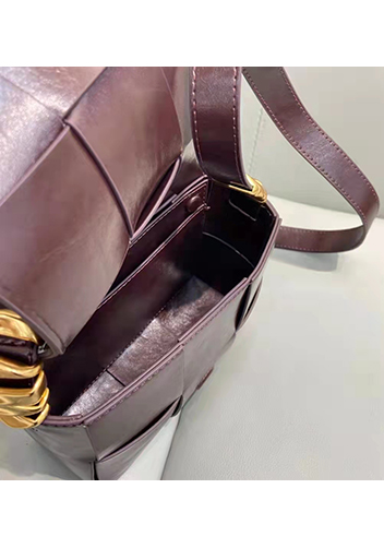 Mia Woven Brushed Leather Cross Body Bag Choco