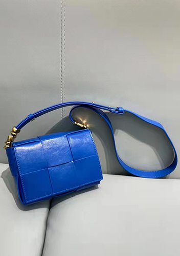 Mia Woven Brushed Leather Cross Body Bag Cobalt