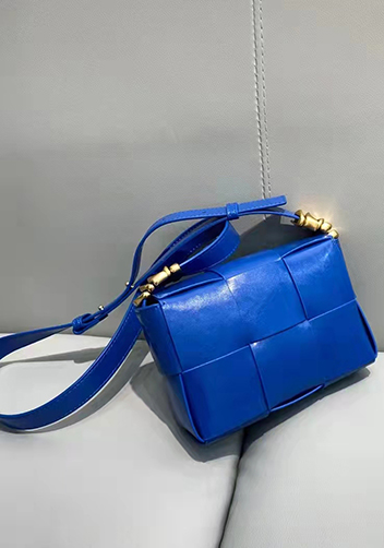 Mia Woven Brushed Leather Cross Body Bag Cobalt