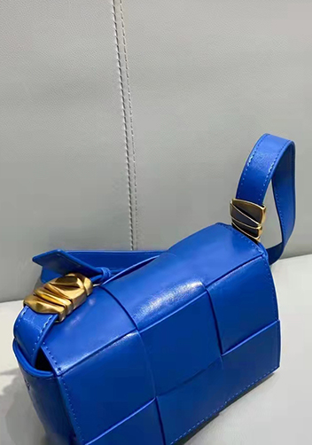 Mia Woven Brushed Leather Cross Body Bag Cobalt