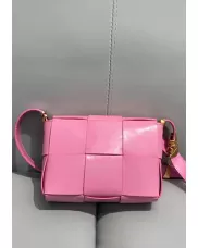Mia Woven Brushed Leather Cross Body Bag Pink