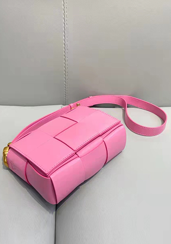 Mia Woven Brushed Leather Cross Body Bag Pink