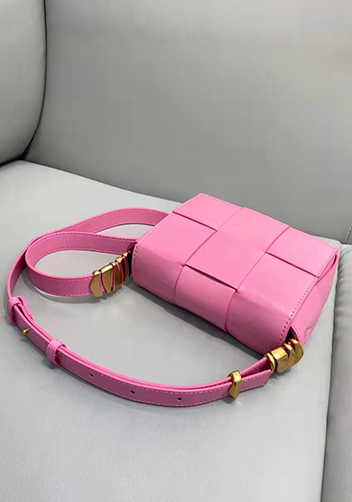 Mia Woven Brushed Leather Cross Body Bag Pink