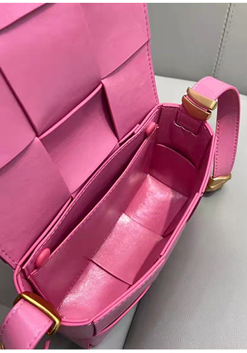 Mia Woven Brushed Leather Cross Body Bag Pink