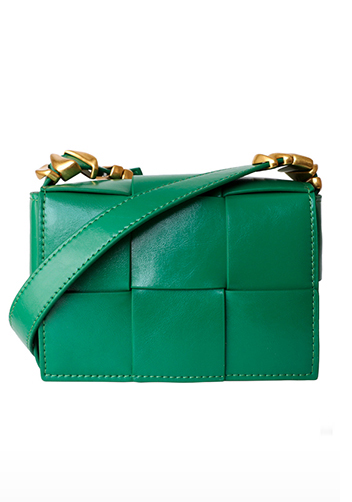 Mia Woven Brushed Leather Cross Body Bag Racing Green