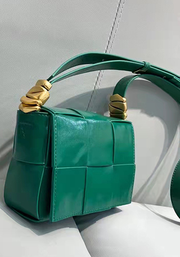 Mia Woven Brushed Leather Cross Body Bag Racing Green