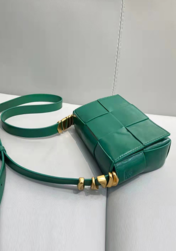 Mia Woven Brushed Leather Cross Body Bag Racing Green