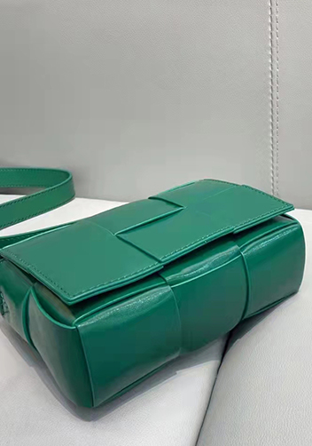 Mia Woven Brushed Leather Cross Body Bag Racing Green